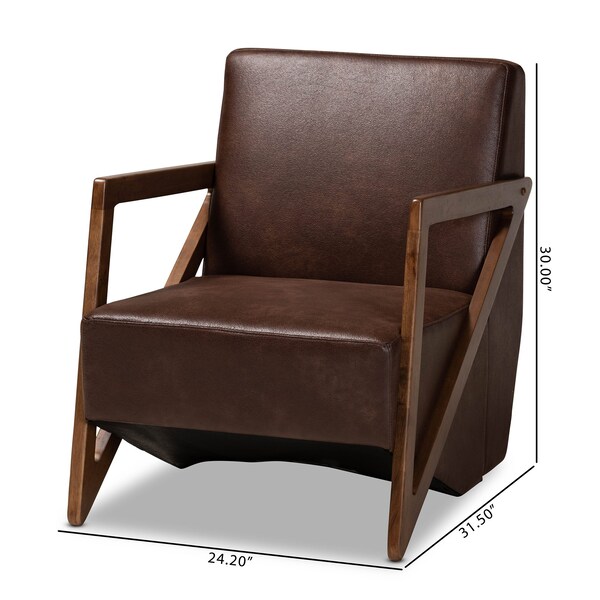 Christa Transitional Dark Brown Faux Leather And Wood Accent Chair